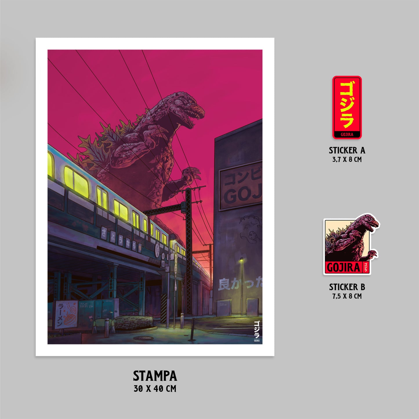 "Gojira" print & stickers